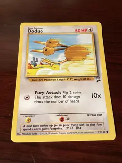 Pokemon Card Doduo Base Set 2 72/130 Unlimited NM - Image 1