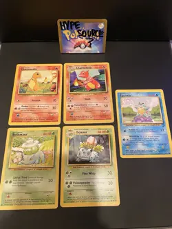 Pokemon TCG Base Set Starters Bulbasaur Charmander Squirtle 5 Card Lot -Played - Image 1