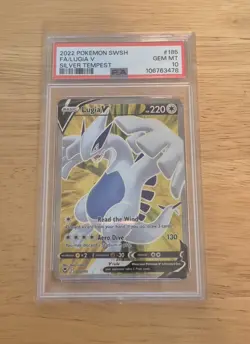 2022 Pokemon Sword & Shield Silver Tempest Full Art Lugia V #185 PSA 10 GEM MINT - Image 1