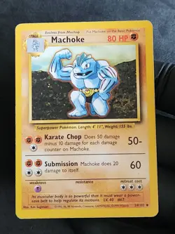 Machoke 34/102 Pokemon Base Set Unlimited Vintage Mp - Image 1