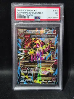 2015 POKEMON XY PRIMAL CLASH #151 FULL ART/PRIMAL GROUDON EX PSA 5 - Image 1