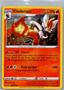 Cinderace (Cosmos Holo) 034/202 Holo - Sword And Shield Base - Pokemon Card - NM - Image 1