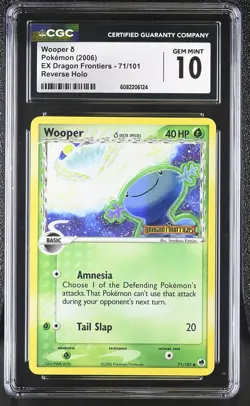 CGC 10 Wooper 2006 EX Dragon Frontiers 71/101 Reverse Holo STAMPED Pokemon Card - Image 1