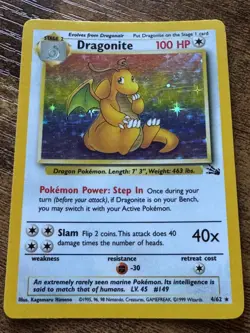 Pokemon Dragonite 4/62 Fossil Holo Rare Unlimited LP/MP Condition - Image 1