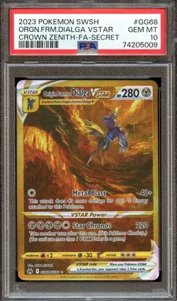 PSA 10 ORIGIN FORME DIALGA VSTAR ALT ART GG68/GG70 CROWN ZENITH 2023 POKEMON TCG - Image 1