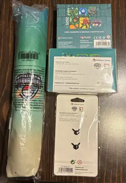 New Pokemon Center NAIC 2025 Ogerpon Dice Set Double Deck Box Playmat Pin - Image 2