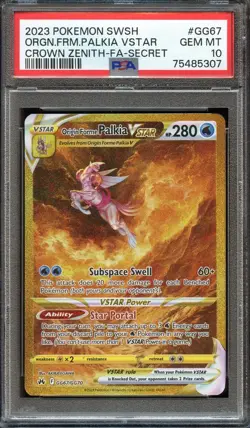 PSA 10 ORIGIN FORME PALKIA VSTAR ALT ART GG67/GG70 CROWN ZENITH 2023 POKEMON TCG - Image 1