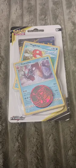 Rare Sealed Pokemon Sun & Moon TEAM UP Gyarados Cosmo Checklane Blister - Image 1