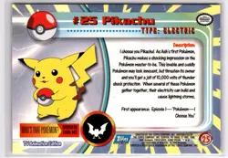 1999 Topps Tv Series Pikachu #25 Topps Blue Label Edition Non Holo Pokemon Card - Image 2