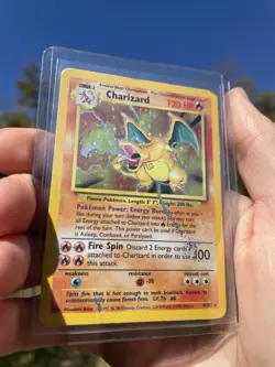 Pokemon TCG Charizard Base Set Unlimited Holo Rare Card 4/102 HP/DMG - Image 2