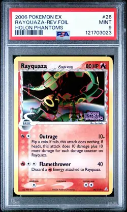 Pokemon Card EX HOLON PHANTOMS #26 Rayquaza Rreverse HOLO STAMPED Graded PSA 9 - Image 1