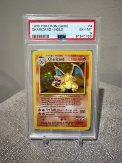 1999 POKEMON BASE SET UNLIMITED #4 CHARIZARD-HOLO PSA 6 - Image 1