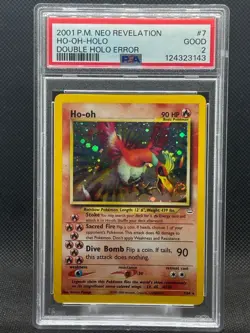 2001 PSA 2 Pokemon Ho-oh Neo Revelation Holo Rare 7/64 Double Holo Error W/SWIRL - Image 1