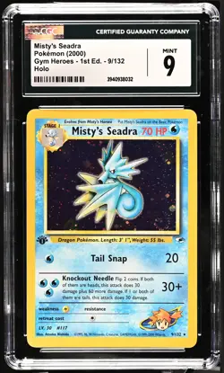 Misty's Seadra 2000 Pokemon Gym Heroes Nice Swirl 1st Edition CGC 9 #9 - Image 1