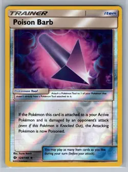 Pokemon - Poison Barb - 124/149 - Reverse Holo Uncommon - Sun & Moon - NM/M - Image 1
