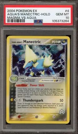 Pokemon Team Aqua's Manectric EX Magma Vs Aqua Holo Rare #4 PSA 10 Gem Mint - Image 1
