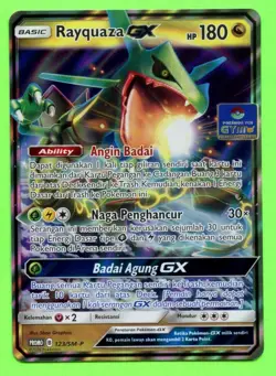 Indonesian Rayquaza GX TCG Gym Promo 123/SM-P - Near Mint Pokemon - Image 1