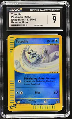 CGC 9 MINT Totodile 2002 Expedition 135/165 Reverse Holo Pokemon Card - Image 1
