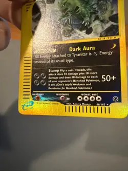 Pokemon TCG Tyranitar Expedition Base Set Rare Card 66/165 Reverse Holo - Image 5