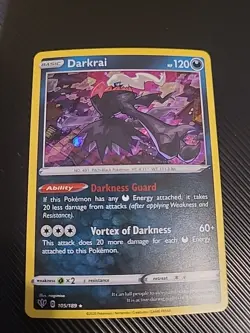Darkrai 105/189 HOLO Rare Pokemon SWSH Darkness Ablaze TCG Card NM - Image 1