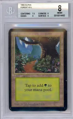 MAGIC THE GATHERING FOREST PATH V2 L 1993 ALPHA BGC 8 NM/MT - Image 1
