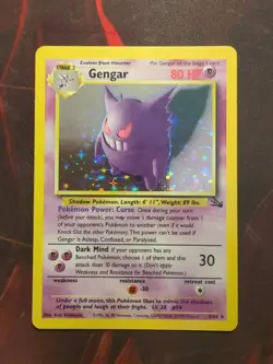Pokemon Gengar TCG Fossil Holo Unlimited Rare Card 5/62 1999 - Image 1