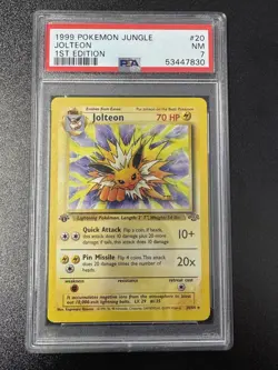 1999 Pokemon Jungle Jolteon #20 1ST Edition PSA 7 - Image 1