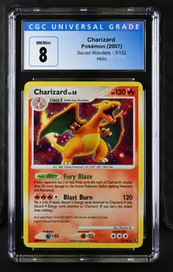 2007 Pokemon Secret Wonders Charizard Holo Rare #3 CGC 8 NM/MINT - Image 1