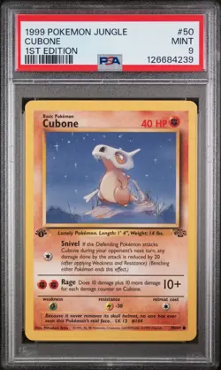 1999 POKEMON Cubone 50/64 Jungle 1ST EDITION PSA 9 MINT - Image 1
