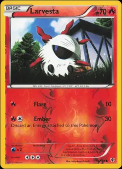 Pokemon - Larvesta #12/101 - Plasma Blast Reverse Holo - Image 1