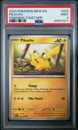 2023 POKEMON MEW EN-151 POKEMON TOGETHER #025 PIKACHU PSA 9 - Image 1