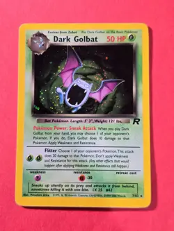 2000 Pokemon Team Rocket Unlimited #7 Dark Golbat HOLO, R, NF/H, cds1 - Image 1