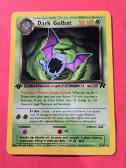 2000 Pokemon Team Rocket 1st Edition #24 Dark Golbat, R, NF/H, cds1 - Image 1