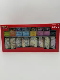 FAST SHIPPING Prismatic Evolutions Costco 8 Mini-Tin Bundle w/ Promo Cards - Image 1