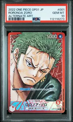 PSA 10 Roronoa Zoro OP01-001 L Parallel Romance Dawn One Piece Card Japanese - Image 1