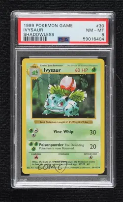 Ivysaur Shadowless Pokemon Base Set PSA 8 1999 - Image 1