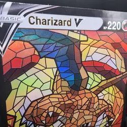 Pokemon Charizard V Stain Glass Custom Made Fan Art Holo With Texture - Image 2