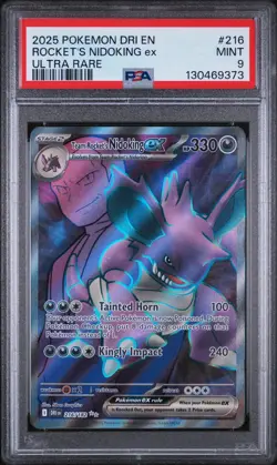 TEAM ROCKET'S NIDOKING EX #216 ULTRA RARE 2025 POKEMON DRI DESTINED RIVALS PSA 9 - Image 1