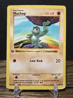 Pokemon TCG Machop 52/102 1st Edition Shadowless Common Base Set Damaged HP - Image 1