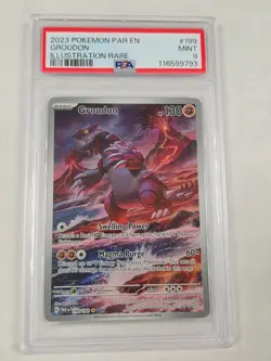 2023 POKEMON PAR EN-PARADOX RIFT ILLUSTRATION RARE #199 GROUDON PSA 9 - Image 1