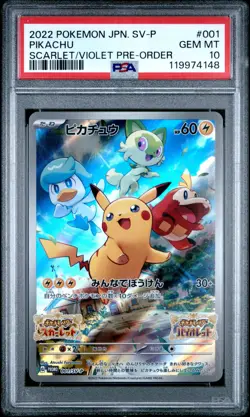 2022 Pokemon Japanese SV-P Pikachu Scarlet/Violet Pre-Order PSA 10 Gem Mint #001 - Image 1