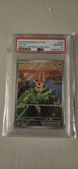 2025 POKEMON SVP EN-SV BLACK STAR PROMO #208 VICTINI PSA 10 Low Pop! - Image 1
