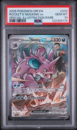 Rocket’s Nidoking EX 233/182 Pokemon Card Destined Rivals Alt Art PSA 10 - Image 1