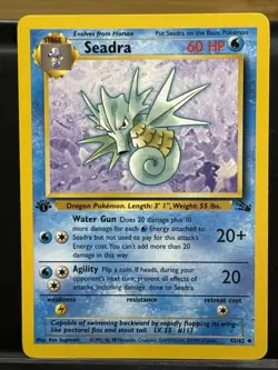 Pokemon TCG Seadra 42/62 1st Edition Fossil Uncommon Card - Image 1