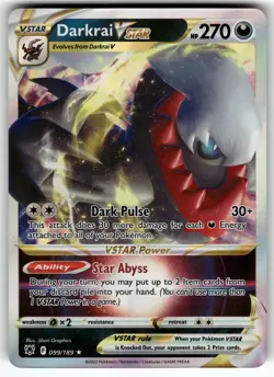 Darkrai VSTAR 099/189 SWSH10: Astral Radiance NM Pokemon Card TCG - Image 1