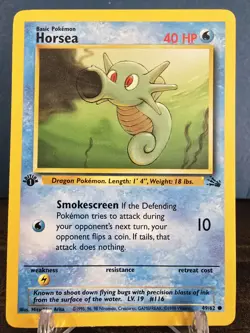Horsea 49/62 Fossil 1st edition *Rare* Pokemon Card TCG Non Holo LP Vintage - Image 1