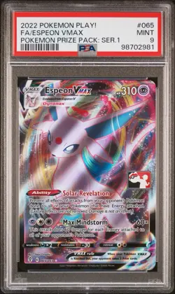 PSA 9 Espeon VMAX 065/203 Play Prize Pack Series 1 Stamp Pokemon Card MINT - Image 1