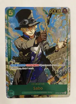 One Piece OP13 3rd Anniversary Winner Set Pre Release Card Luffy Sabo Ace - Image 5