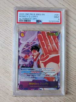 EB02-061 Monkey D Luffy (Alt Art) ONE PIECE Card TCG NM English PSA 9 - Image 1
