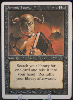 1x Demonic Tutor, HP (see photos), Revised (3ED), Magic: the Gathering, MtG - Image 1